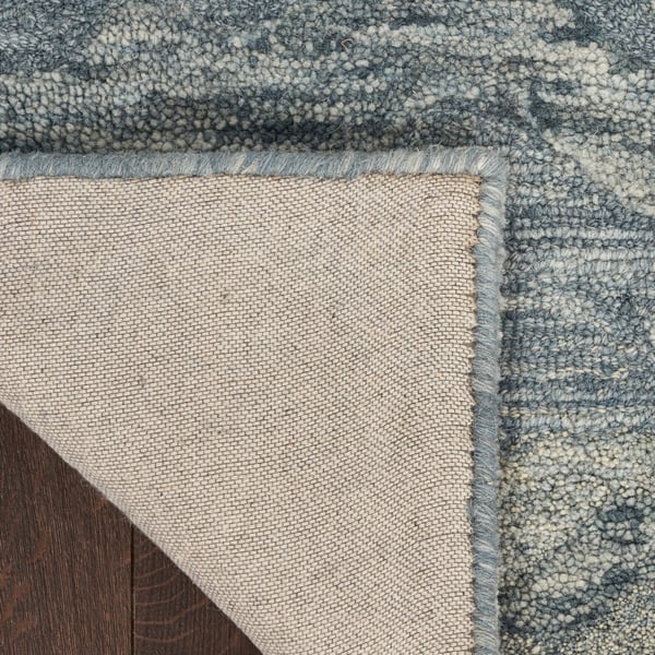 Graceful GRU-01 Blue Wool Hand-Tufted Area Rug