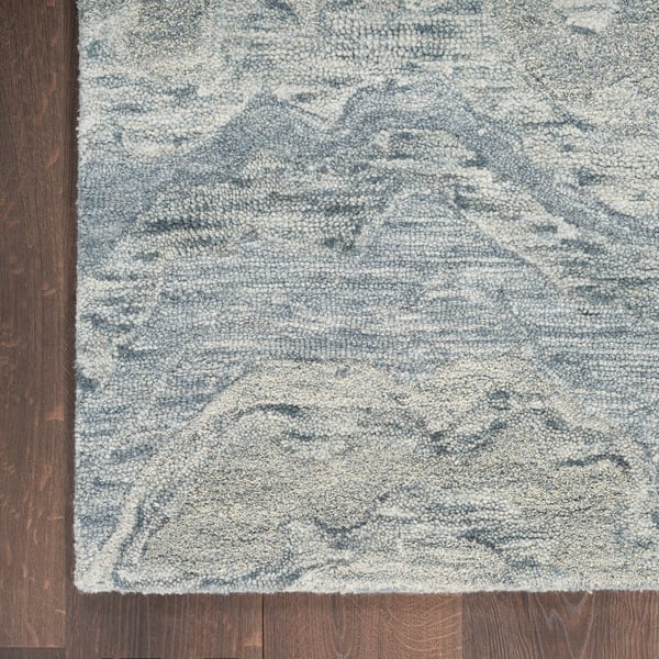 Graceful GRU-01 Blue Wool Hand-Tufted Area Rug