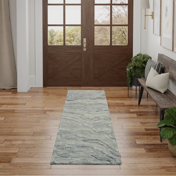 Graceful GRU-01 Blue Wool Hand-Tufted Area Rug