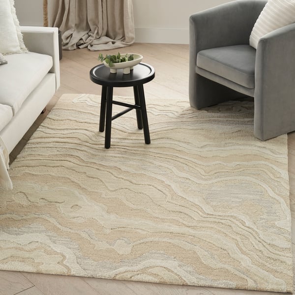 Graceful GRU-01 Blue Wool Hand-Tufted Area Rug