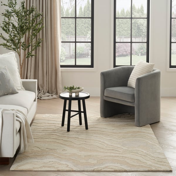 Graceful GRU-01 Blue Wool Hand-Tufted Area Rug
