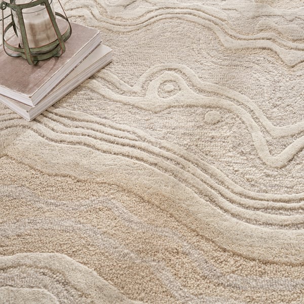 Graceful GRU-01 Blue Wool Hand-Tufted Area Rug