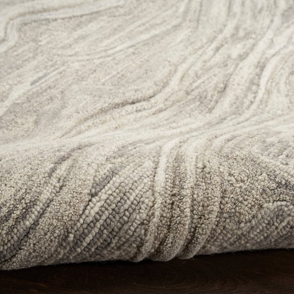 Graceful GRU-01 Blue Wool Hand-Tufted Area Rug