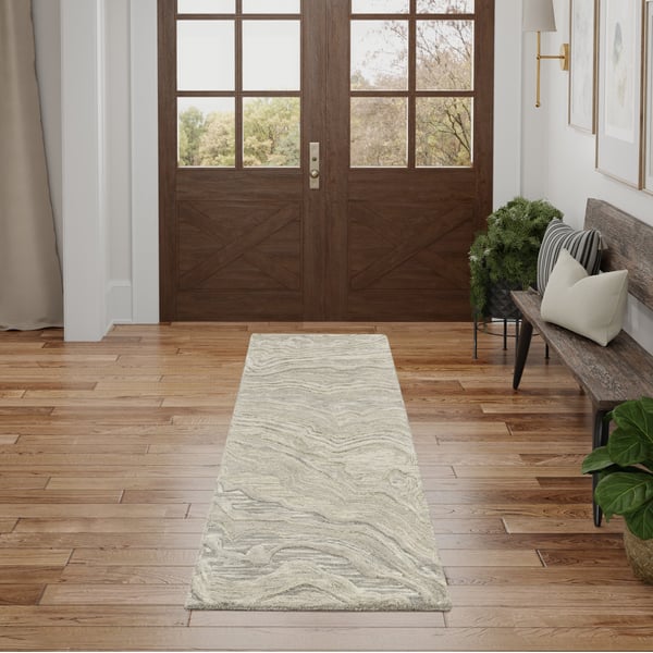 Graceful GRU-01 Blue Wool Hand-Tufted Area Rug