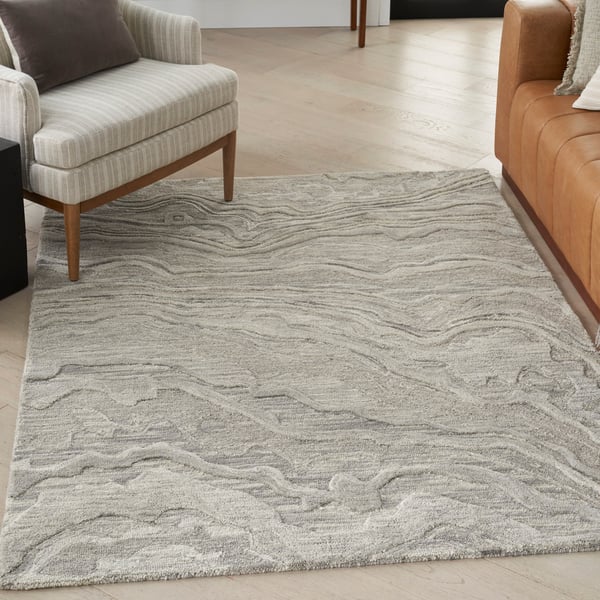 Graceful GRU-01 Blue Wool Hand-Tufted Area Rug