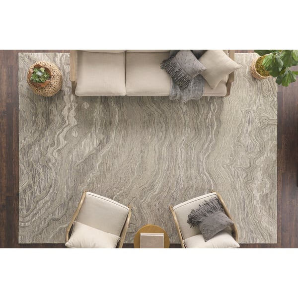 Graceful GRU-01 Blue Wool Hand-Tufted Area Rug