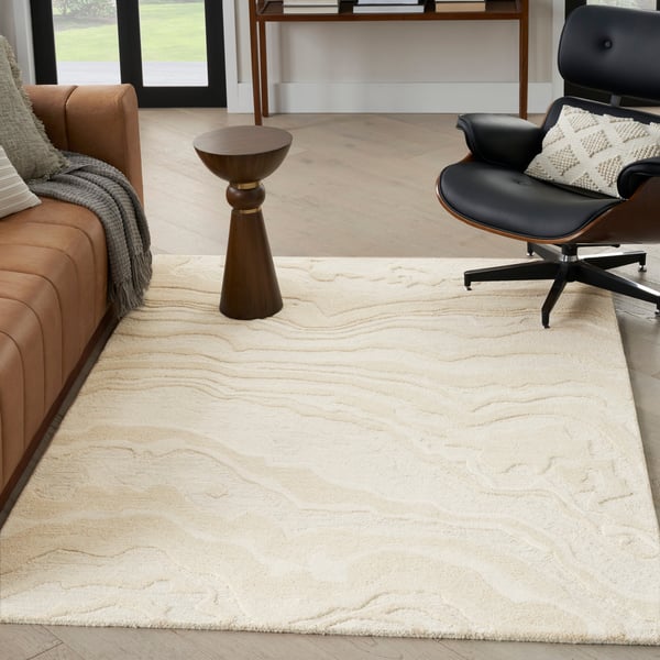 Graceful GRU-01 Blue Wool Hand-Tufted Area Rug