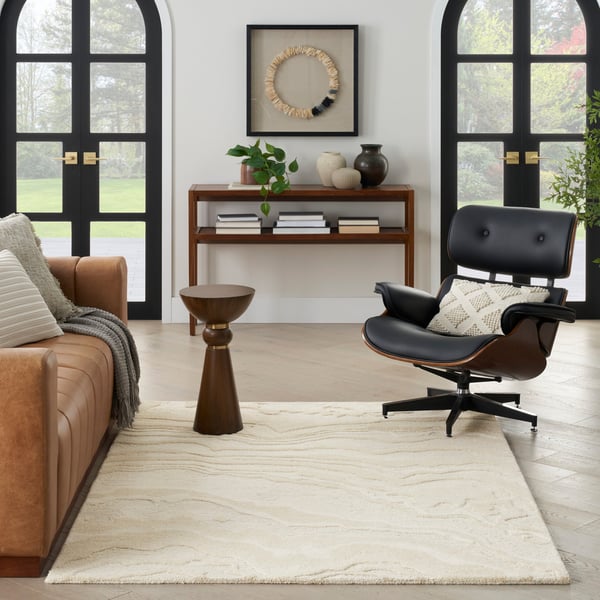 Graceful GRU-01 Blue Wool Hand-Tufted Area Rug