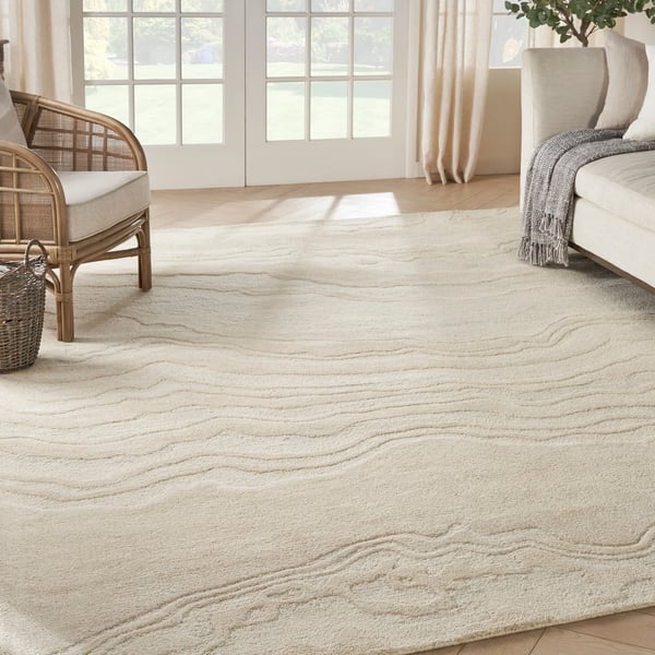 Graceful GRU-01 Blue Wool Hand-Tufted Area Rug