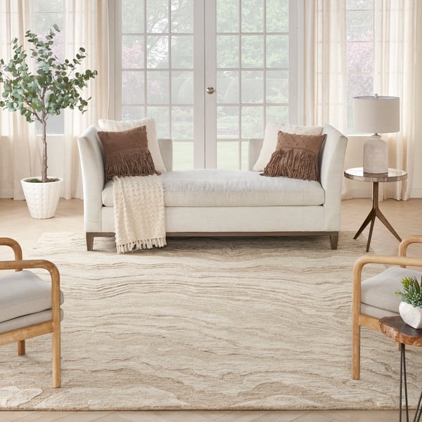Graceful GRU-01 Blue Wool Hand-Tufted Area Rug