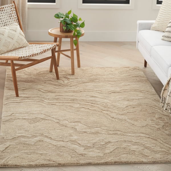 Graceful GRU-01 Blue Wool Hand-Tufted Area Rug