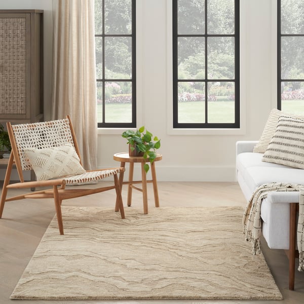Graceful GRU-01 Blue Wool Hand-Tufted Area Rug