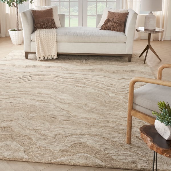 Graceful GRU-01 Blue Wool Hand-Tufted Area Rug