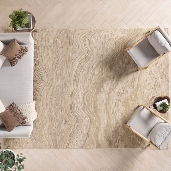 Graceful GRU-01 Blue Wool Hand-Tufted Area Rug