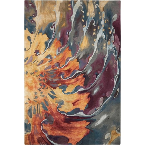 Prismatic PRS-08 Orange/Peach/Violet/Medium Grey/Light Grey Wool Hand-Tufted Area Rug