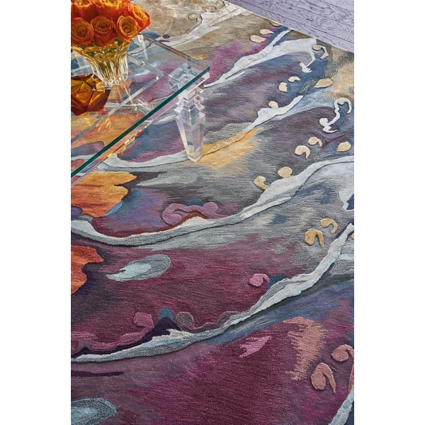 Prismatic PRS-08 Orange/Peach/Violet/Medium Grey/Light Grey Wool Hand-Tufted Area Rug