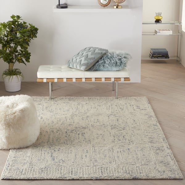 Vail VAI-04 Ivory/Grey/Teal Wool Hand-Tufted Area Rug