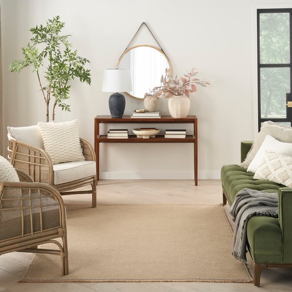 Washable Jute WSJ-03 Natural Jute/Cotton Non-Slip Backing Area Rug