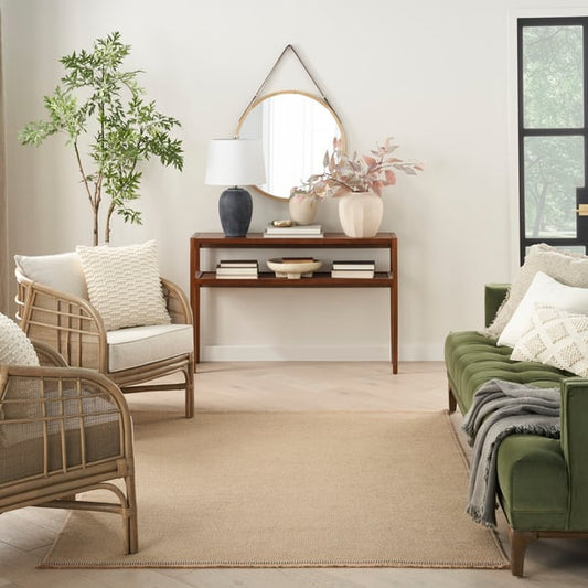 Washable Jute WSJ-03 Natural Jute/Cotton Non-Slip Backing Area Rug