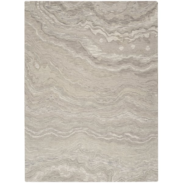 Graceful GRU-01 Blue Wool Hand-Tufted Area Rug