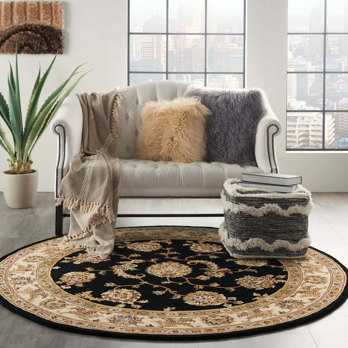 Nourison 2000 2022 Black Wool Hand-Tufted Area Rug