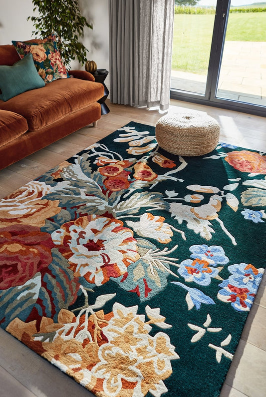 Stapleton Park Stapleton Park Navy/Burnt Orange Wool Hand-Tufted Area Rug