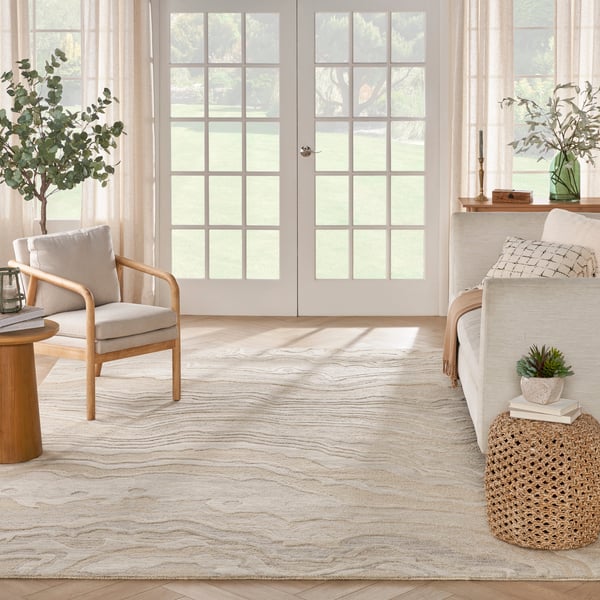 Graceful GRU-01 Blue Wool Hand-Tufted Area Rug